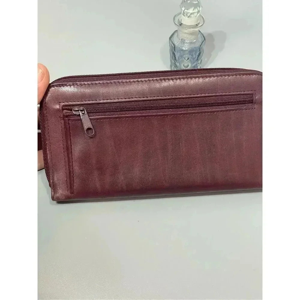 Vintage | Buxton Marble Glazed Velvet Cowhide Bifold Wallet Purse with zippered - Picture 9 of 9